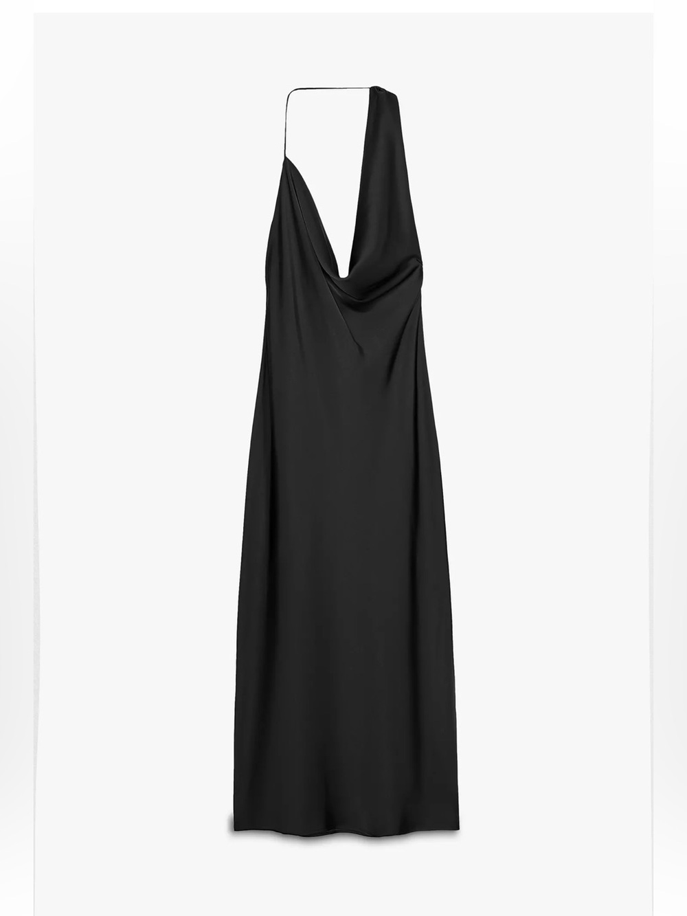 Zara Black Backless Cowl Neck Maxi Dress